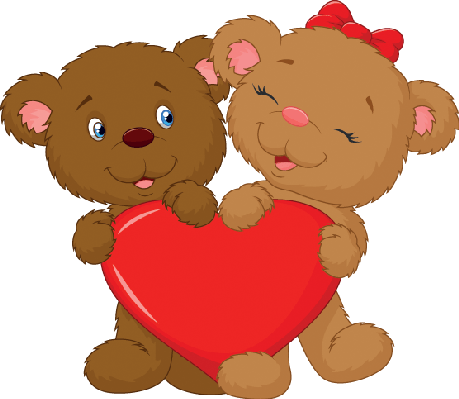 Bear Couple Cartoon Holding Red Heart Shape Clipart - Bear With Heart Png (459x399), Png Download