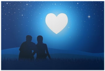 Silhouette Of A Couple Sitting While Watching The Bright - Heart (400x400), Png Download