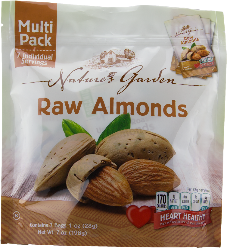 Nature's Garden Natural Almonds Multi Pack 7 Oz (844x911), Png Download