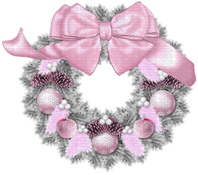 Pink Christmas Wreath - Pink Christmas Wreath Png (400x354), Png Download