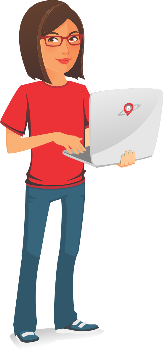 Property Planit Woman Holding Laptop - Cartoon (550x1180), Png Download