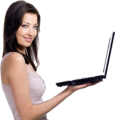Woman With Laptop Png (384x400), Png Download