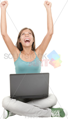 Stock Photo Of Excited Brunette Asian Student With - Stock Photography (289x500), Png Download