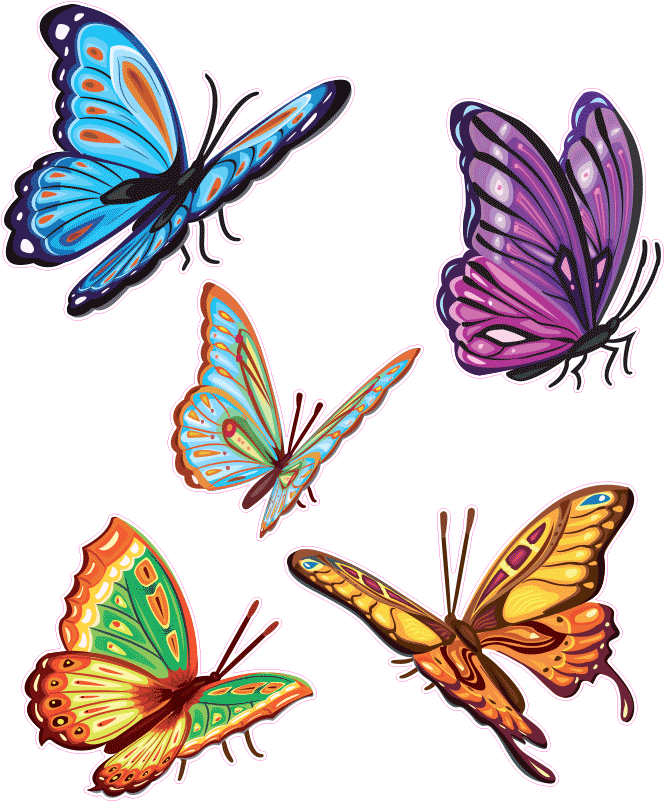 Sticker Auto Papillons Colores Ambiance Sticker Col - Bajar Imagenes Gratis De Mariposas (1200x1200), Png Download