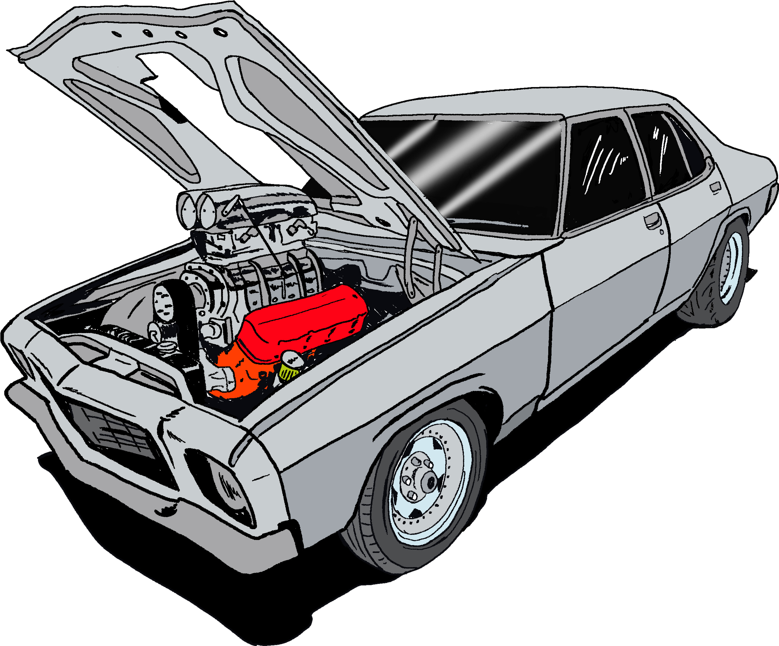 Show 'n Shine Burnouts Stereo Blast-off Miss Revheads - Muscle Car (2652x2214), Png Download