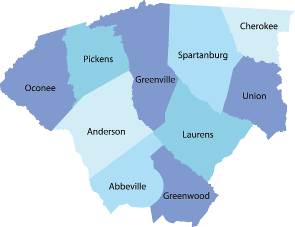 To The Left Is The Tiger Swallowtail, The State Butterfly - Map Of Sc Upstate (590x455), Png Download