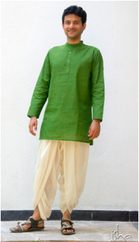 Mens Dhoti Khadi - Shirt (370x388), Png Download