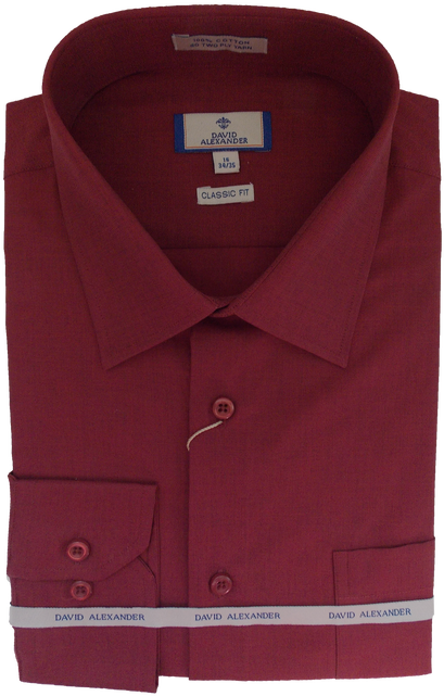 Classic Fit David Alexander Cranberry Color Long Sleeves - Button (498x664), Png Download