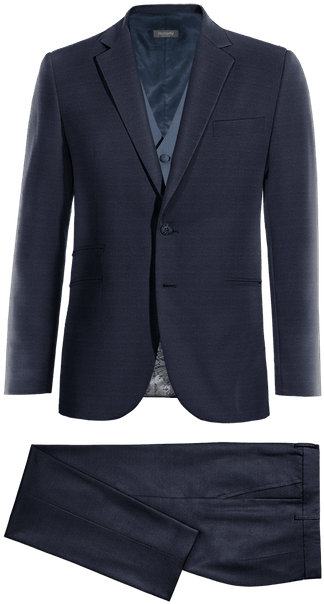 Blue 3-piece 100% Wool Suit - Mens Double Breasted Navy Suits (400x660), Png Download