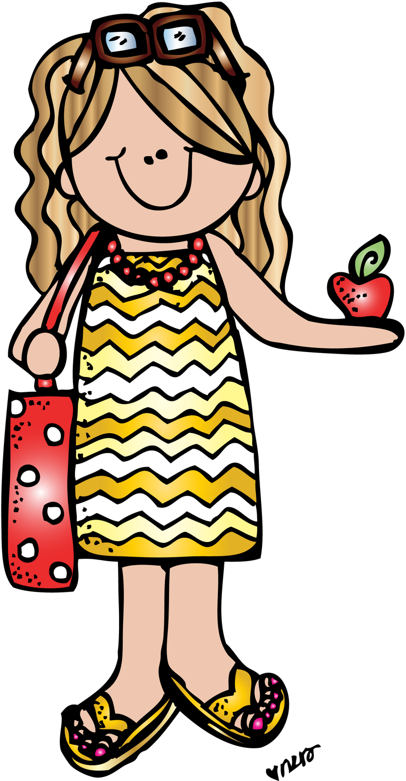 Jen R 2 Short Dress Melonheadz Colored Red - Melonheadz Teacher Clipart (841x1600), Png Download
