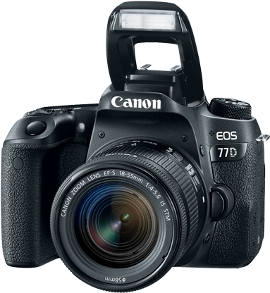 Canon Eos 77d Digital Slr Camera + 18-55mm Lens Kit (675x450), Png Download