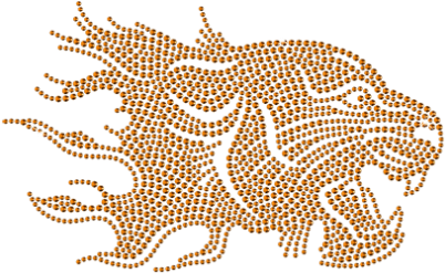 Angry Tiger With Rhinestud Combination - Tiger Silhouette (415x415), Png Download