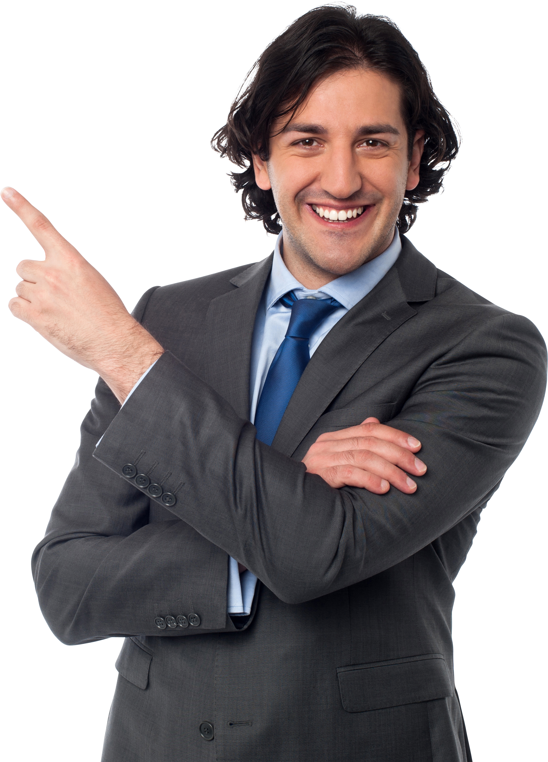 Men Pointing Left Png Image - Man In Suit Pointing (4809x3200), Png Download