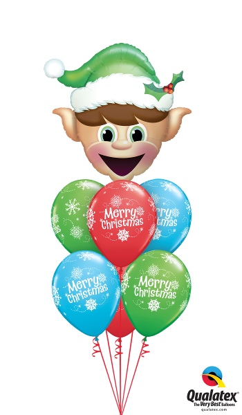 Happy Elf Balloon Bouquet - Qualatex Christmas Balloon Ideas (350x600), Png Download