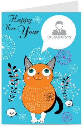 Amazing Blue Cat New Year Card - Cat New Year Wishes 2017 (284x426), Png Download