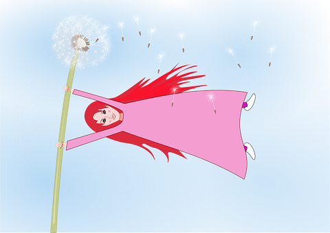 Dandelion, Thumb, Wind, Fairy Tales, Fee - Diente Leon Semilla En Viento (480x340), Png Download
