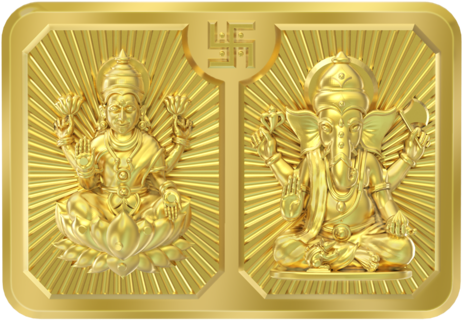Laxmi Ganesh Gold Coin Png (500x500), Png Download