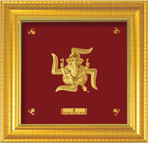 A8 Baby Ganesha With Swastika - Odishabazaar Baby Ganesha With Swastika 24karat Pure (580x795), Png Download