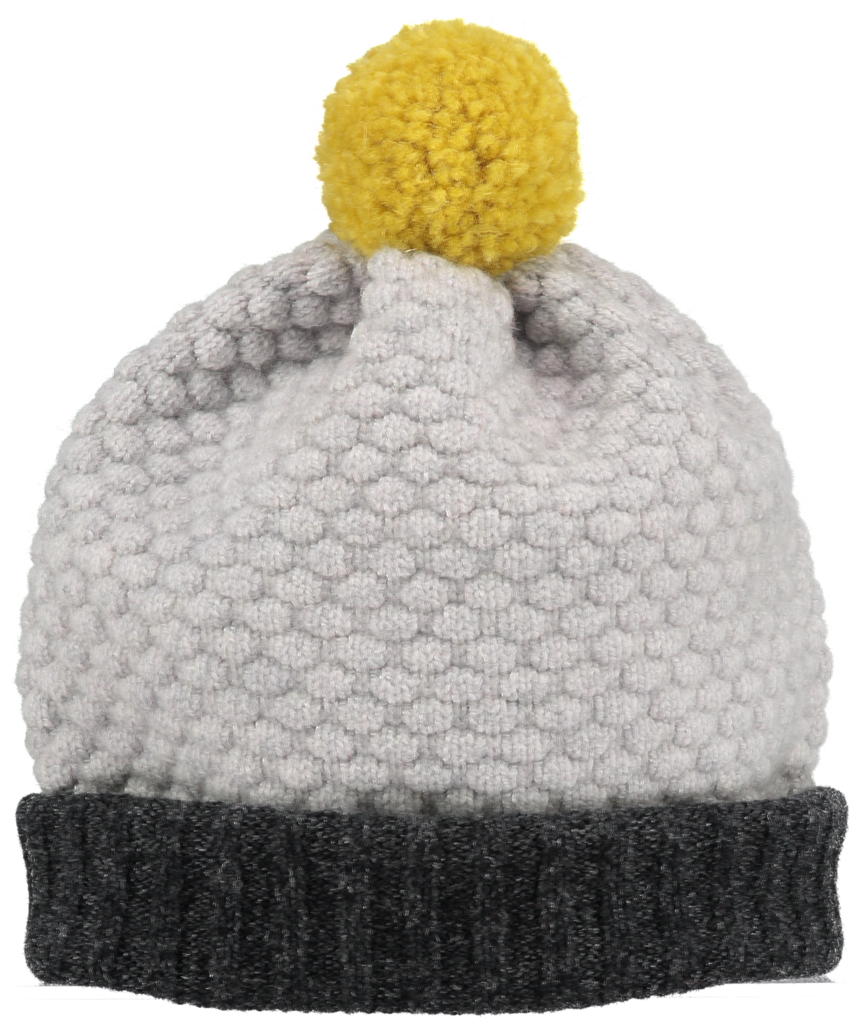 Grey And Yellow Lambswool Bobble Hat - Hat (1024x1024), Png Download