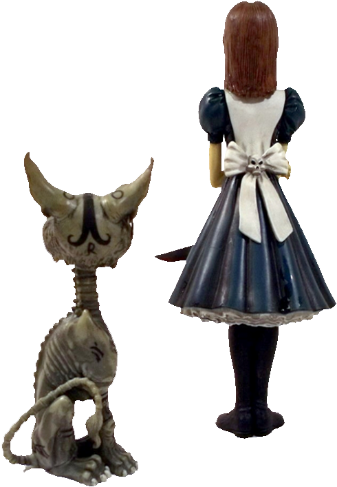 Alice And Cheshire Figure Back - Figurine (505x751), Png Download