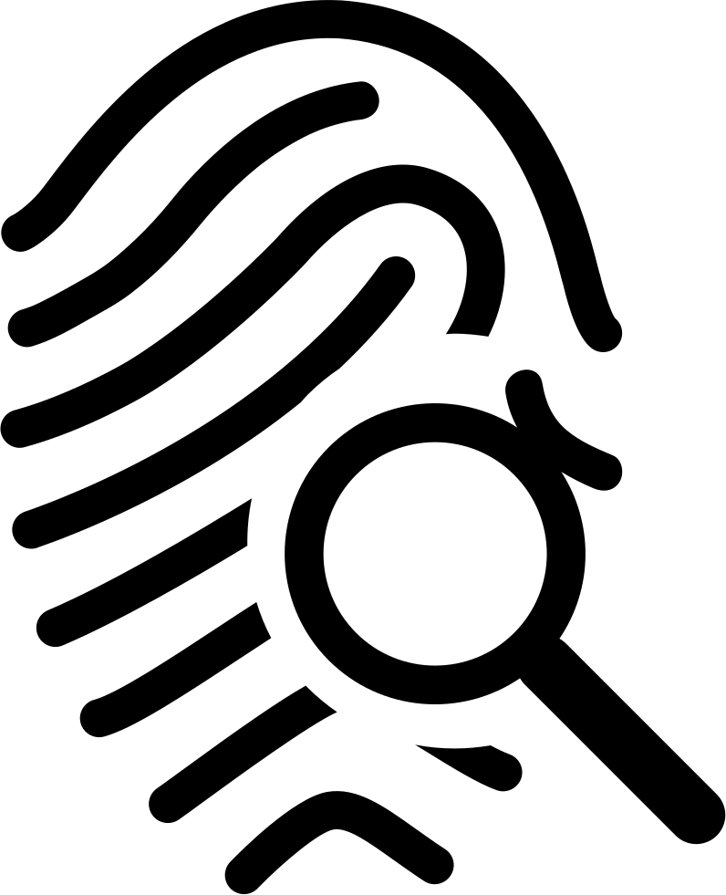 Fingerprint Outline With Magnifying Glass Comments - Investigation Logo (796x981), Png Download