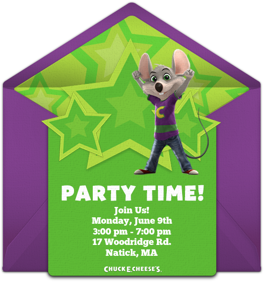 Cheese's - Chuck E Cheese Invite (650x650), Png Download