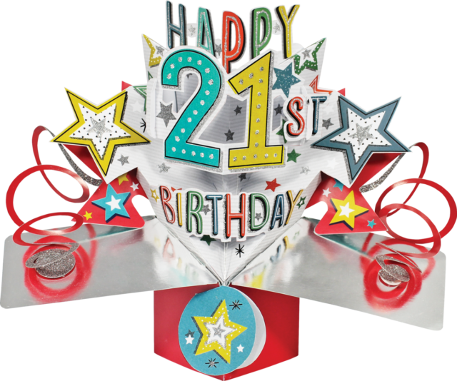 21st Birthday 3d Pop Up Card By Second Nature - 21st Pop Up Birthday Card (640x534), Png Download