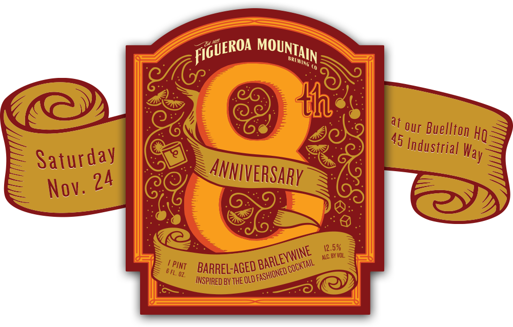 8th Anniversary Banner - Figueroa Mountain Brewing Co. (1000x638), Png Download