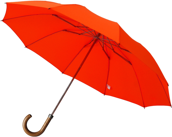Orange Telescopic Maple Wood Foldable Umbrella By London - Umbrella (600x600), Png Download