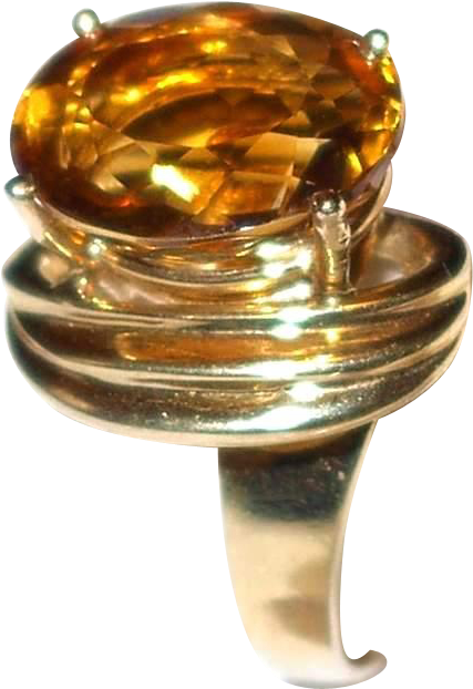 18k Gold Ring With Golden Citrine Stone Custom Made (621x621), Png Download