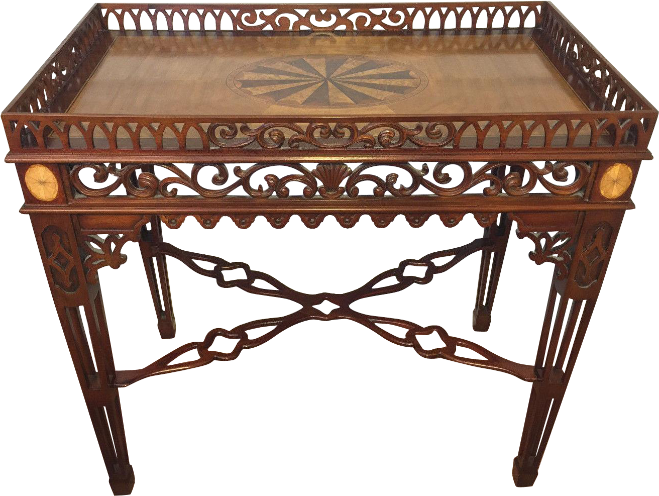 Vintage Heppelwhite Style Tea Table Mahogany With Elaborate - Coffee Table (1311x1311), Png Download