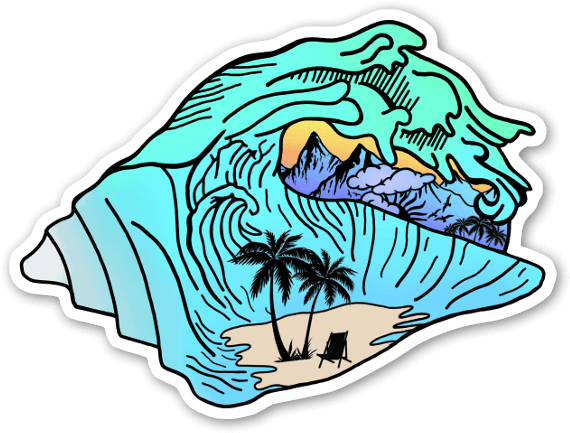 Shell Wave Sticker - Wave Sticker (600x465), Png Download