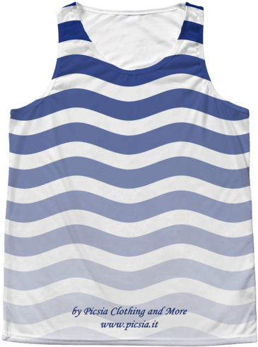 Waves Design Graphic Printed All Over Print Tank Top - Top (600x600), Png Download