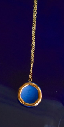 Gold Circle Small Blue Necklace - Blue (420x420), Png Download