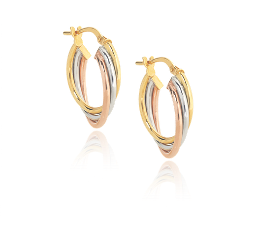 Tri-colour Hoop Oval Earrings - Earrings (650x650), Png Download