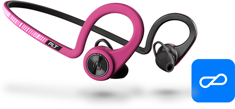 Plantronics Backbeat Fit Bluetooth Earphones - Fuchsia (858x476), Png Download