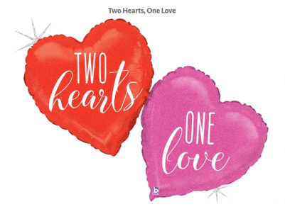 Betallic Foil Shape 41" Two Hearts, One Love - Balloon (400x388), Png Download