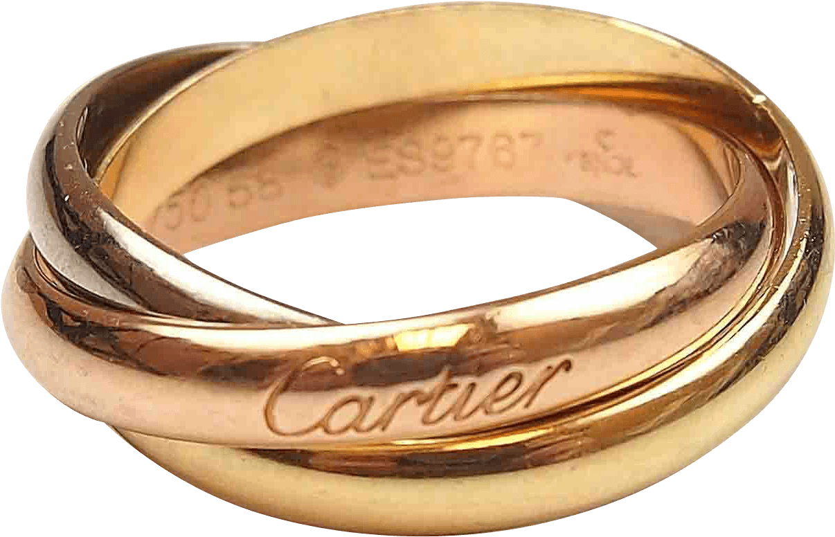 Cartier Trinity Rolling Ring 18k Tri-color Gold - Cartier Trinity Ring Marks (1205x1205), Png Download