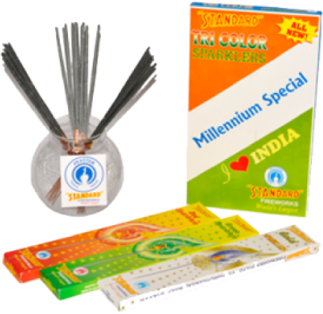 Tri Color Millenium Sparklers - Hitech Crackers (600x550), Png Download