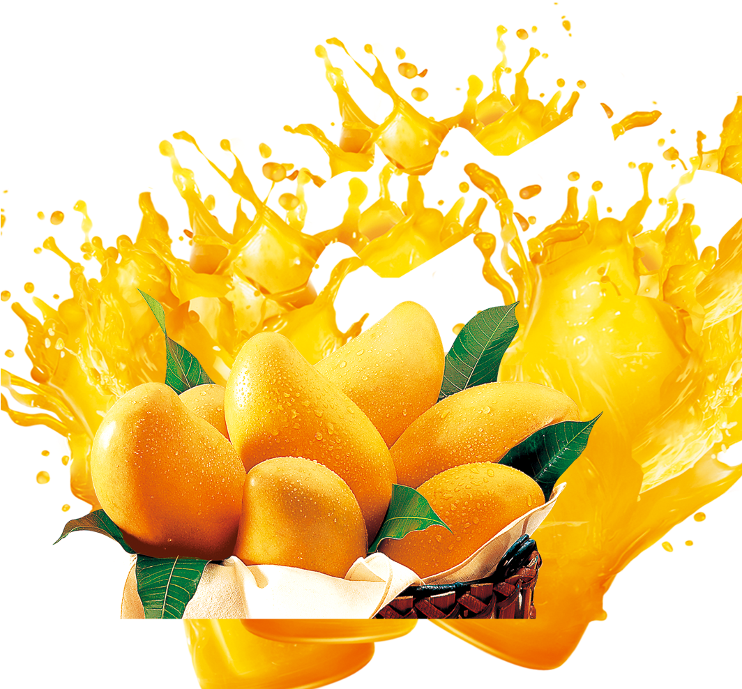 Juice Png Download Image - Mango With Splash Png (1063x1048), Png Download
