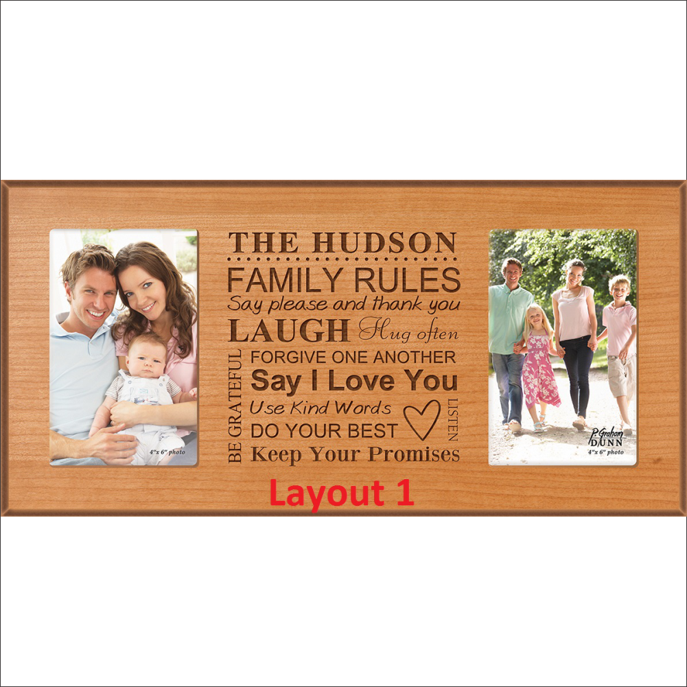 Family Rules Personalized Dual Picture Frame (1001x1001), Png Download