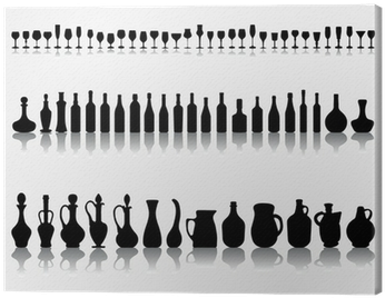 Silhouettes And Shadows Of Wine Glasses And Bottles, - Sombras Botellas (400x400), Png Download