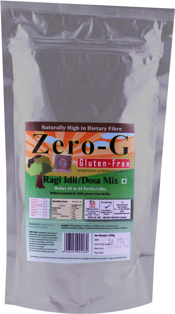 Zero-g Ragi Idli Dosa Mix Gluten Free 500gms (1200x1200), Png Download