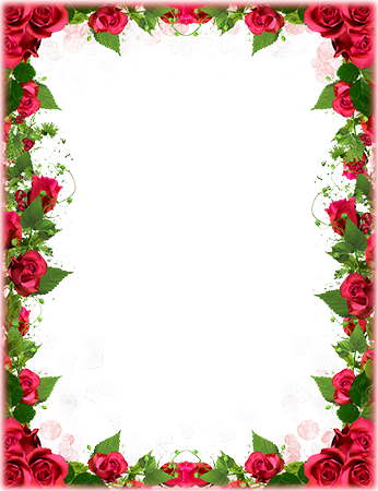 Red Roses Border - Flower Frame Png (346x450), Png Download