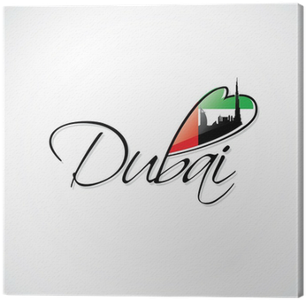 Dubai Caption With Flag And Skyline Of The City Canvas - Dubai - Kriss Evans - Download (400x400), Png Download