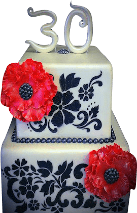 30th Birthday Cake - Designer Stencils Floral Explosion Cake Stencil Tier (310x420), Png Download