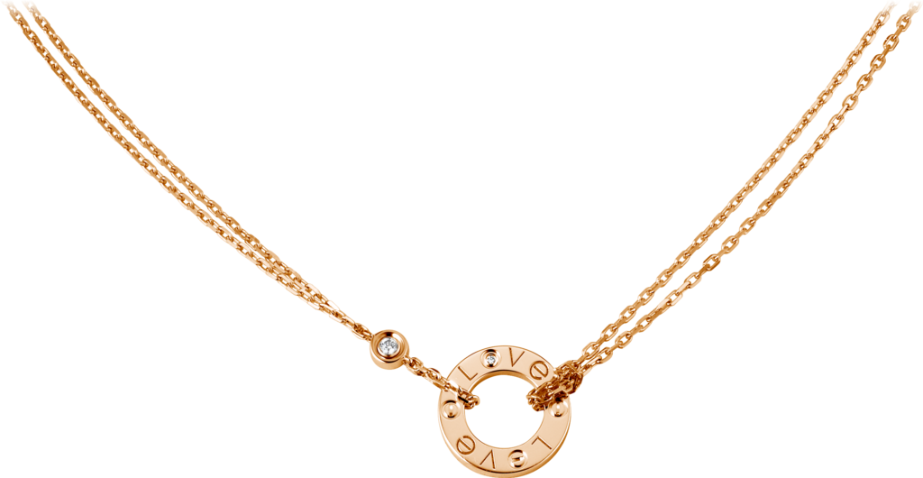 Love Necklace, 2 Diamondspink Gold, Diamonds - Cartier Love Necklace (1024x530), Png Download