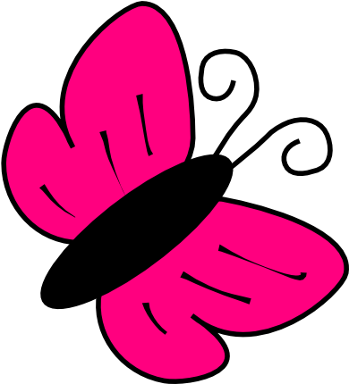 Pink Butterfly Art Clip (600x498), Png Download