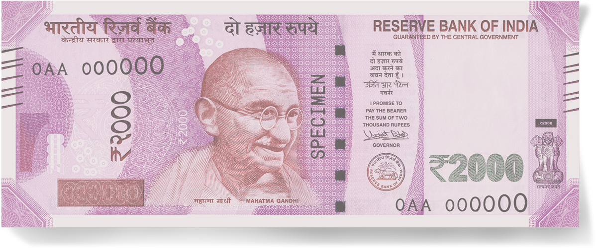 Rbi - 2000 Rupees New (1198x502), Png Download