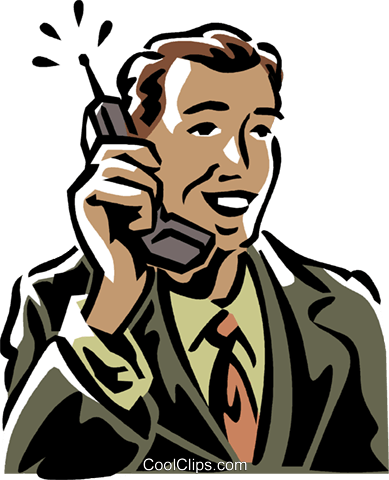 Man Talking On The Phone Royalty Free Vector Clip Art - Cartoon Man On The Phone (389x480), Png Download